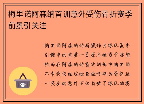 梅里诺阿森纳首训意外受伤骨折赛季前景引关注 梅里诺阿森纳首训意外受伤骨折赛季前景引关注